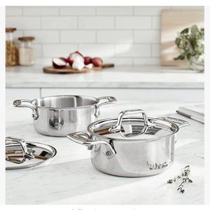 NWT All-Clad E849A264 Stainless Steel Cocottes, 0.5-Quart + LID , Silver